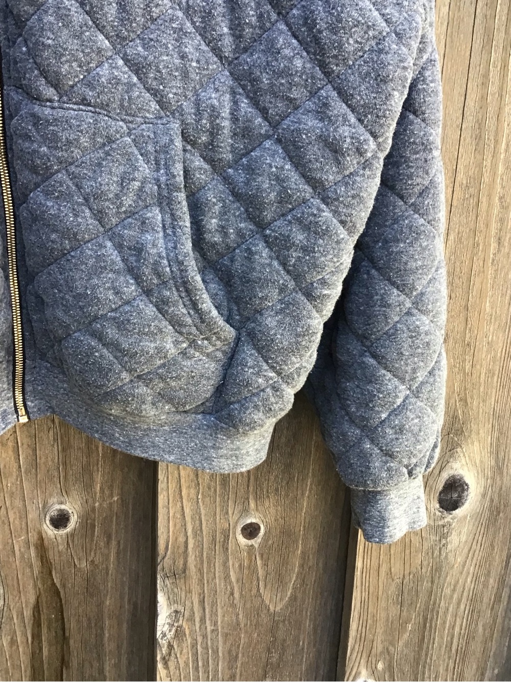 Aviator Nation Quilted Zip Hoodie Womens Large Gray Diamond Stitch USA Made - Picture 3 of 6